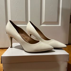 Calvin Klein white/ivory point toe heels